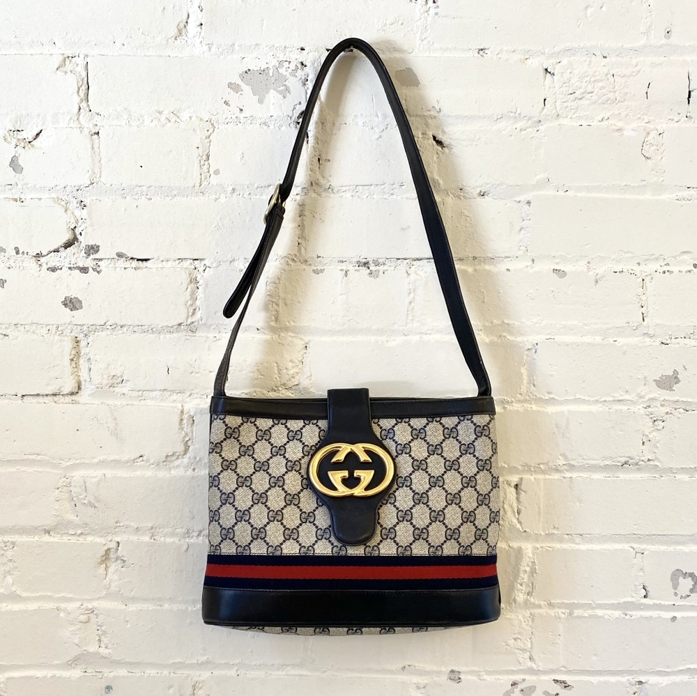 Authentic Vintage Gucci GG Monogram Supreme Web Blondie Britt Ophidia Bucket - Picture 1 of 11